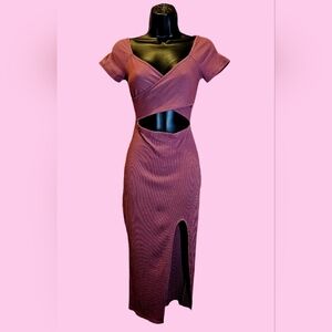Heart & Hips Plum Cut-Out Midi Dress